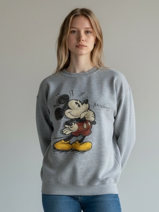 Disney Tops - Disney Store Mickey Mouse Crewneck Sweatshirt Vintage 90s USA Heather Gray XL